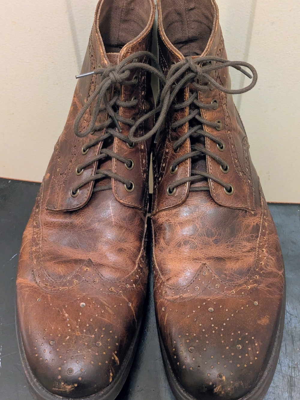 Men's Aston Grey Brown Ankle Distressed Leather Boots Size 12